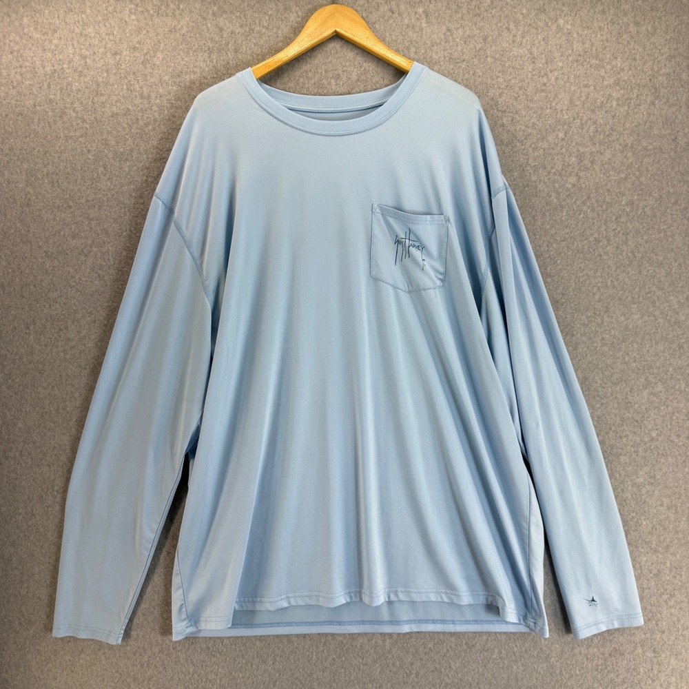 Guy Harvey Performance Fishing Long Sleeve T-Shirt Pocket Marlin Mens Size 2XL